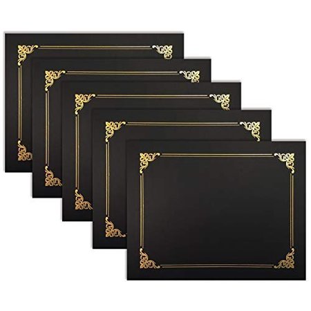 BETTER OFFICE PRODUCTS Black Certificate Holders, Diploma Holders, Document Covers with Gold Foil Border, 25PK 65251